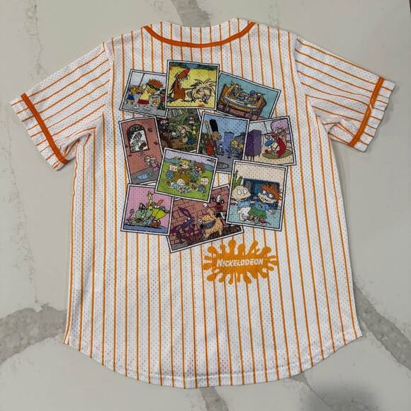 Nickelodeon y2k Retro Graphic Baseball Jersey Men's Medium Orange/White Rugrats - Picture 6 of 10